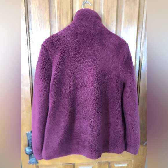 Deep Maroon Cozy Women's Teddy Jacket - Picture 2 of 11